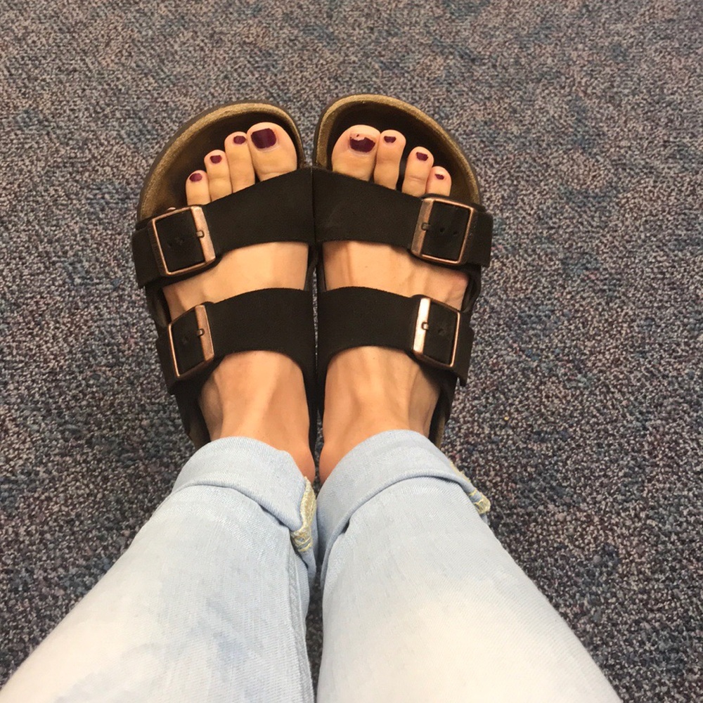 • brown suede Birkenstocks •